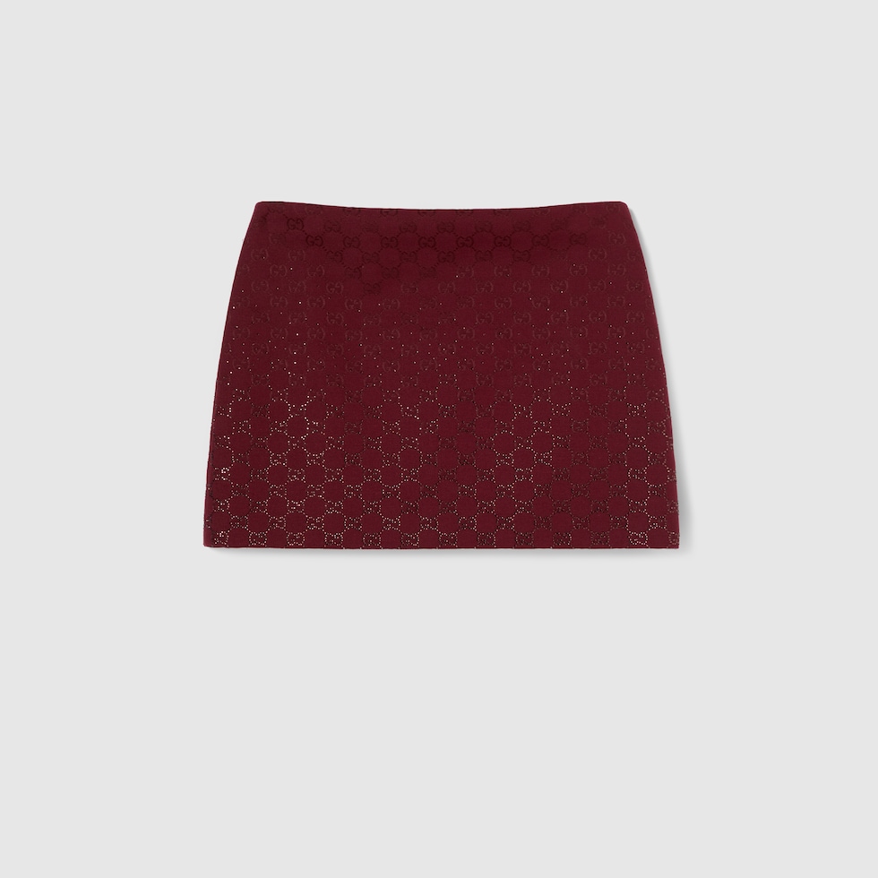 GG canvas skirt with crystals in Gucci Rosso Ancora red | GUCCI® US