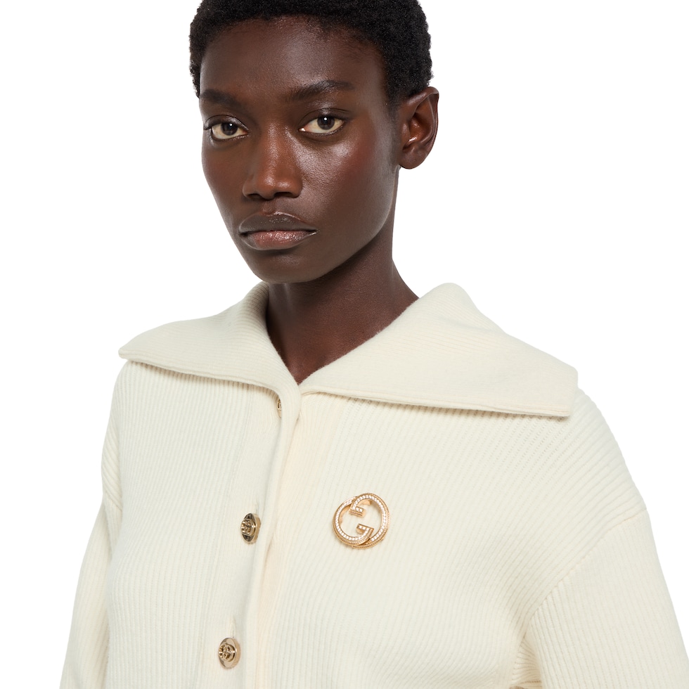 Gucci Blondie crystal brooch in gold-toned brass | GUCCI® US