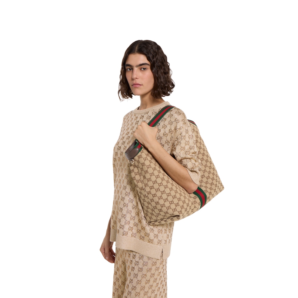 Gucci Giglio large tote bag in beige and brown GG canvas | GUCCI® ES