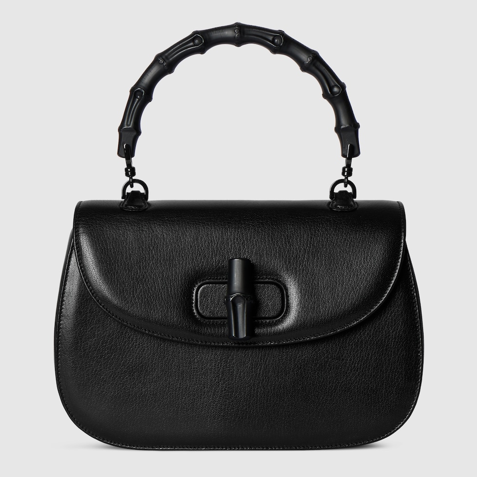 Gucci ブラックレザー バッグ グッチ バンブー 1947〕ミディアムバッグ ・ブラック レザー | GUCCI公式