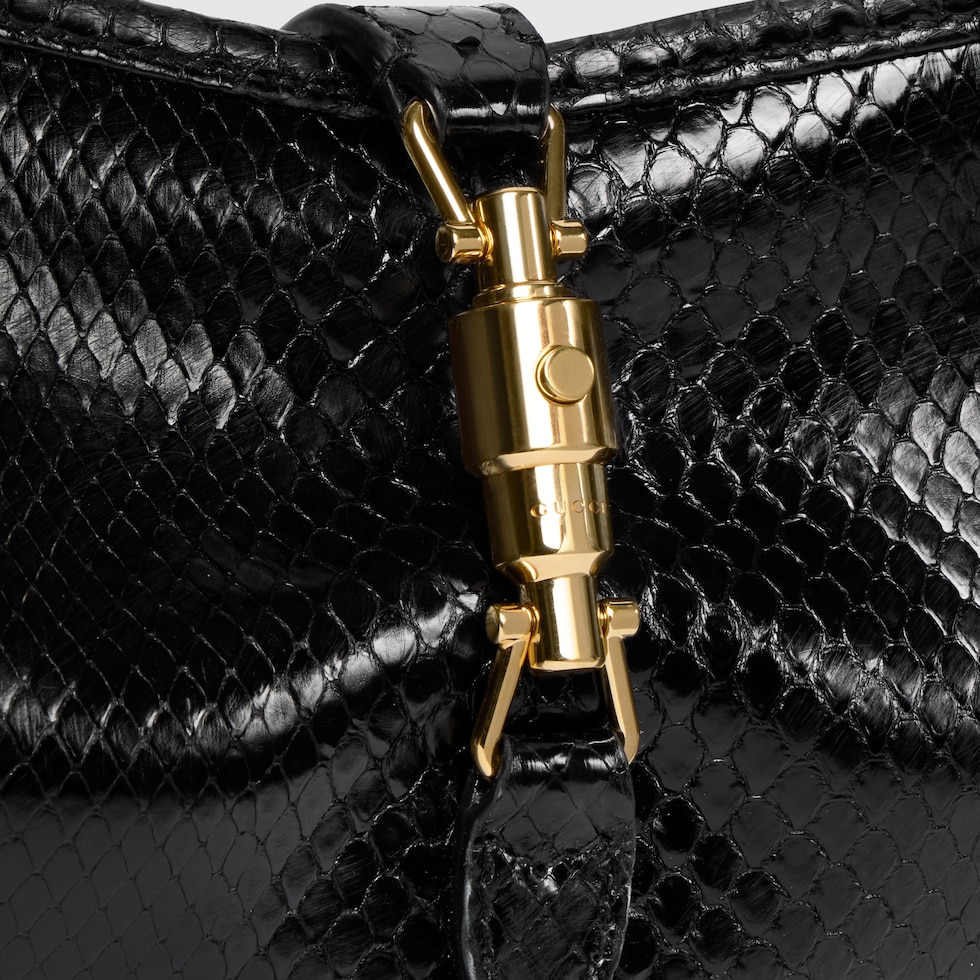 Jackie Slim python medium shoulder bag in black | GUCCI® US