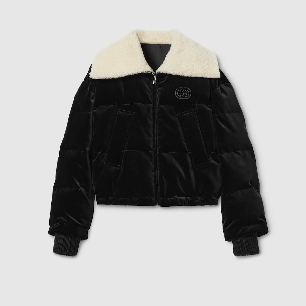 コットンベルベット パデッド ボンバージャケット ・ブラック | GUCCI公式