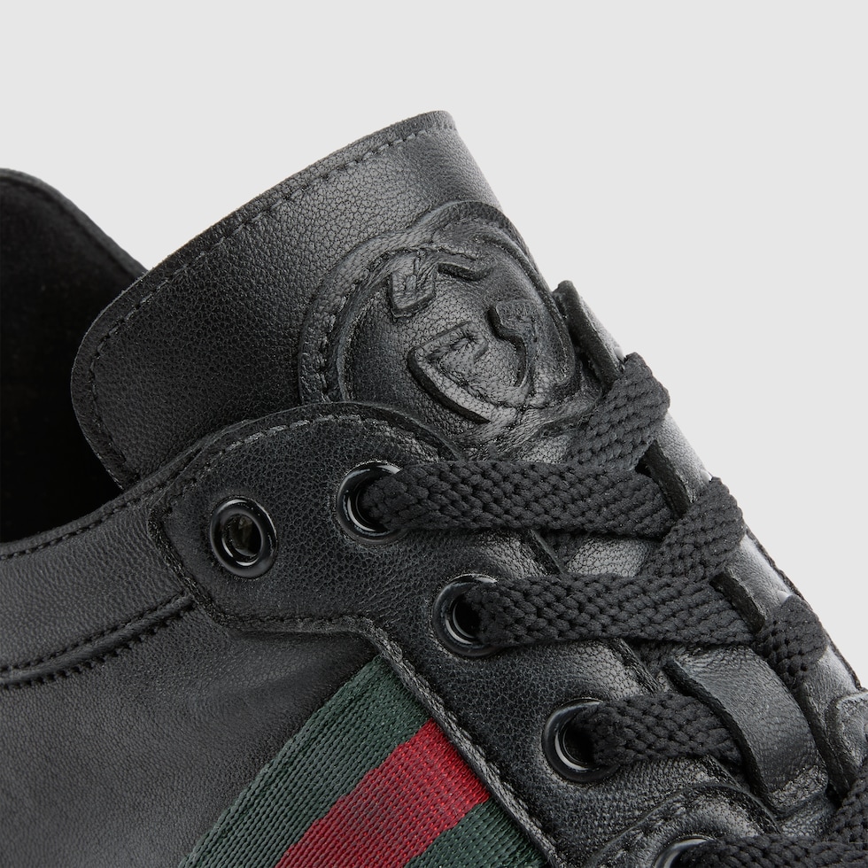 ストレッチ〕メンズ ロートップスニーカー ・ブラック レザー | GUCCI公式