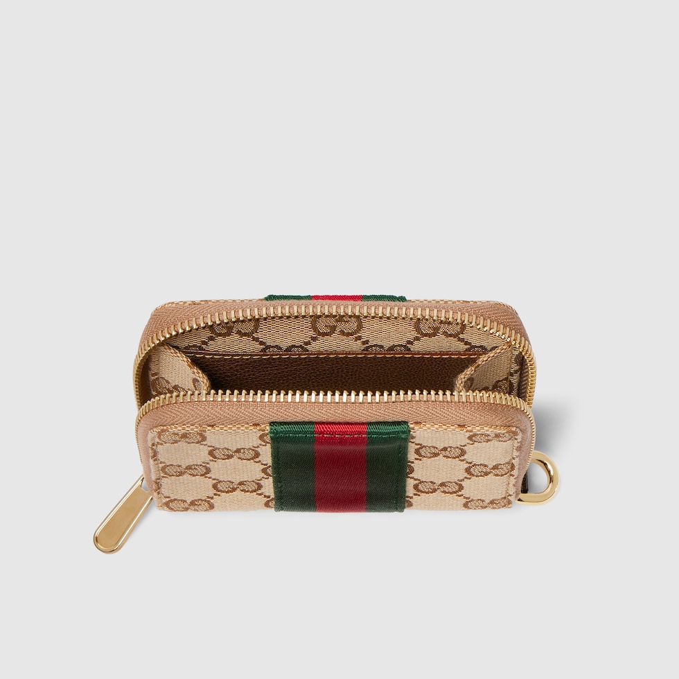 ストラップ付き GG カードケース ・サンド＆ブラウン GGキャンバス