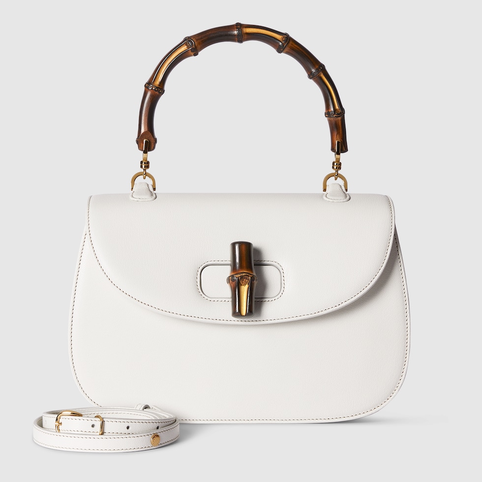 GUCCI ホワイトレザー バンブー Gucci Bamboo 1947 medium bag in white leather | GUCCI® US