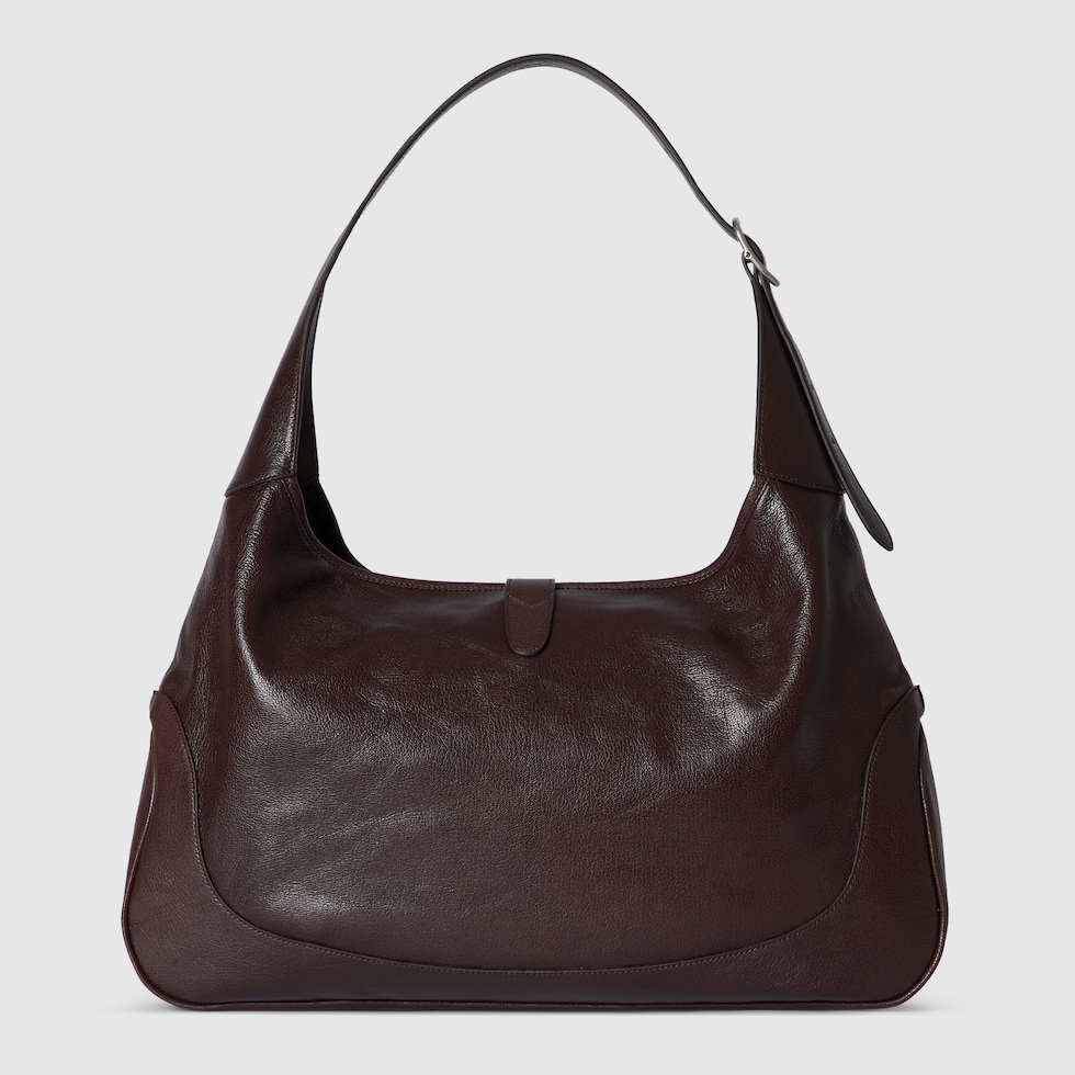 グッチジャッキートートバック　ライトブラウン本革ユニセックス極美品 グッチ ジャッキー〕ミディアム トートバッグ ・サンド＆ブラウン GG