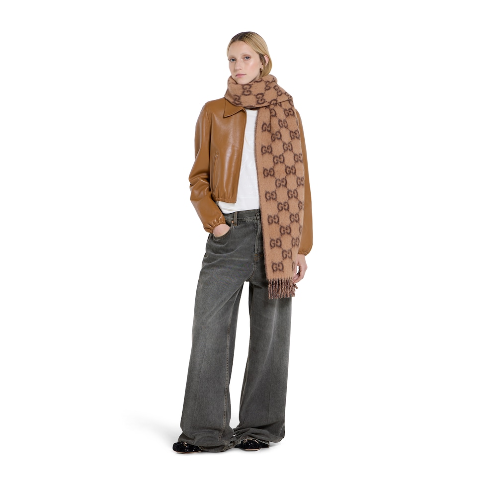 GG alpaca wool scarf in brown and light brown | GUCCI® US