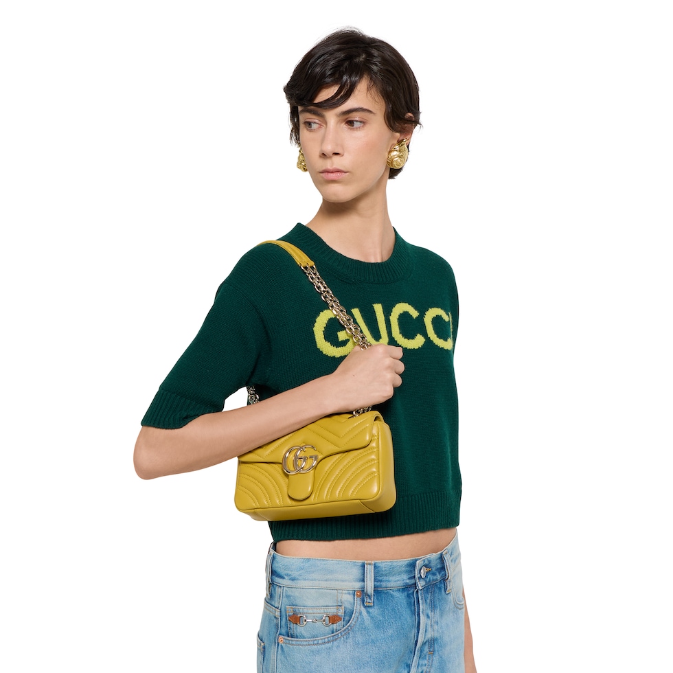 GG Marmont small shoulder bag in mustard yellow leather | GUCCI® US