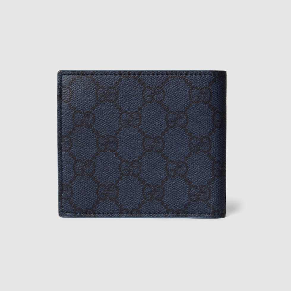 GUCCI 二つ折り財布 青 GGパターン GG コインウォレット ダスティブルー インテリア ・ダークブルー GG