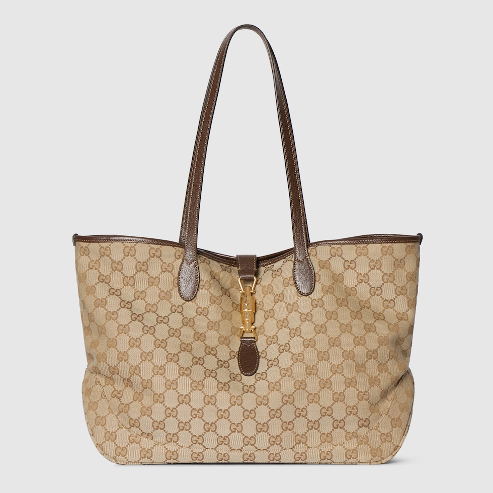 バッグ Gucci Tote bag Gucci Jackie medium tote bag in sand and brown GG canvas | GUCCI® CA