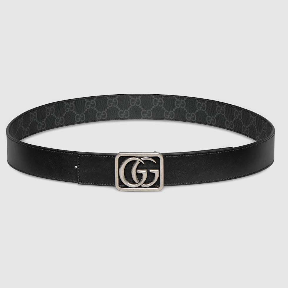 Reversible GG Marmont belt in black Supreme and black leather