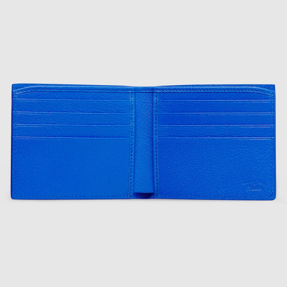 14kgfブルーオブシディアンⅦ Lira bi-fold wallet in bright blue leather | GUCCI® US