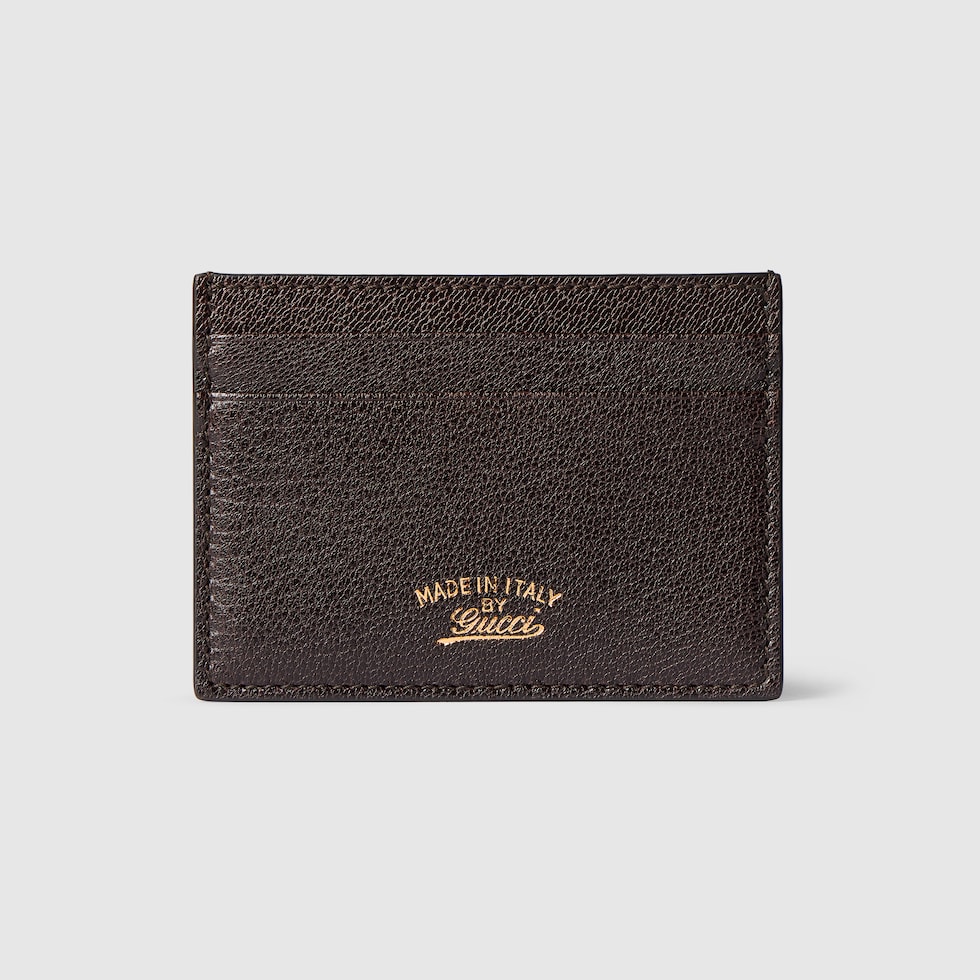 Lira card case in dark brown leather | GUCCI® US