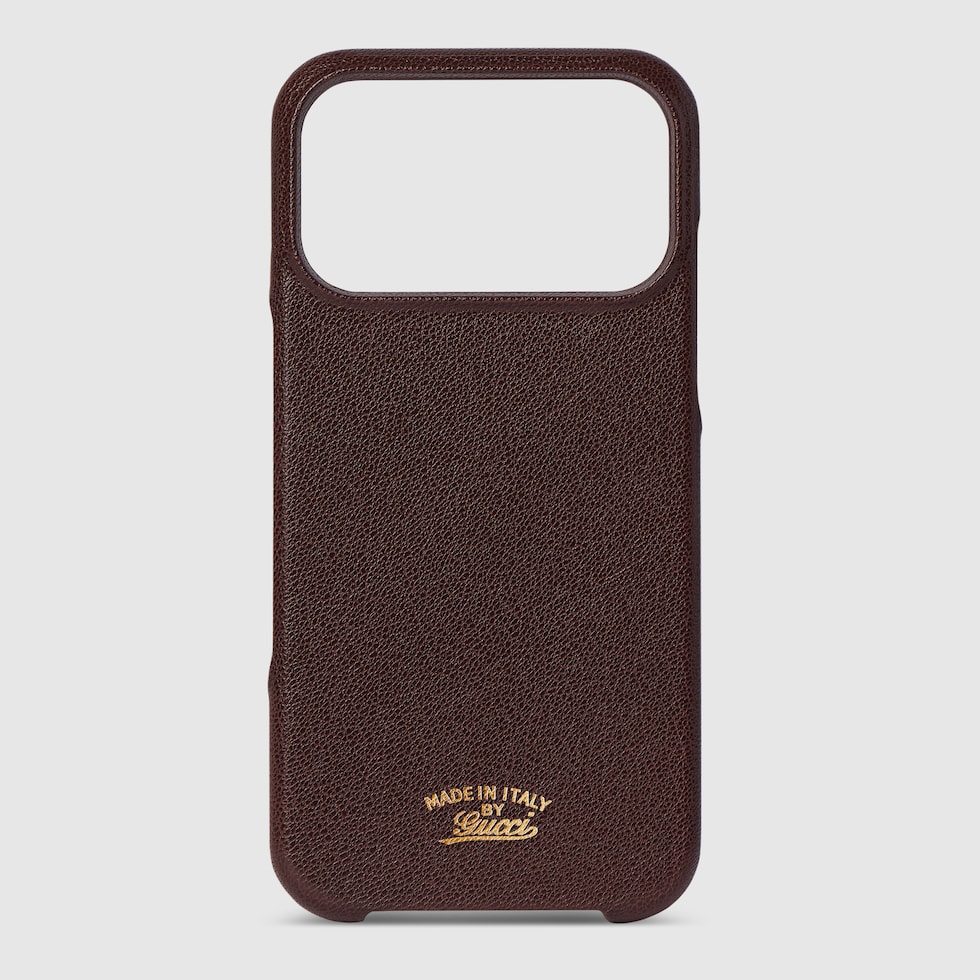 【GUCCI】グッチ　ブラウンレザー iPhoneケース GUCCI - GUCCI グッチ iPhoneケース GGスプリーム ブラウン 茶色 iPhoneアクセサリー