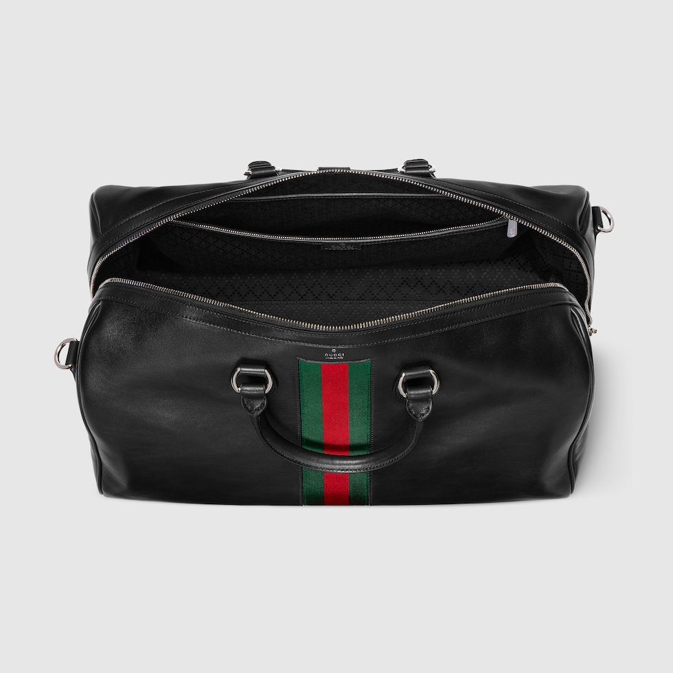 ウェブ ストライプ トレードマーク〕ミディアム ダッフルバッグ