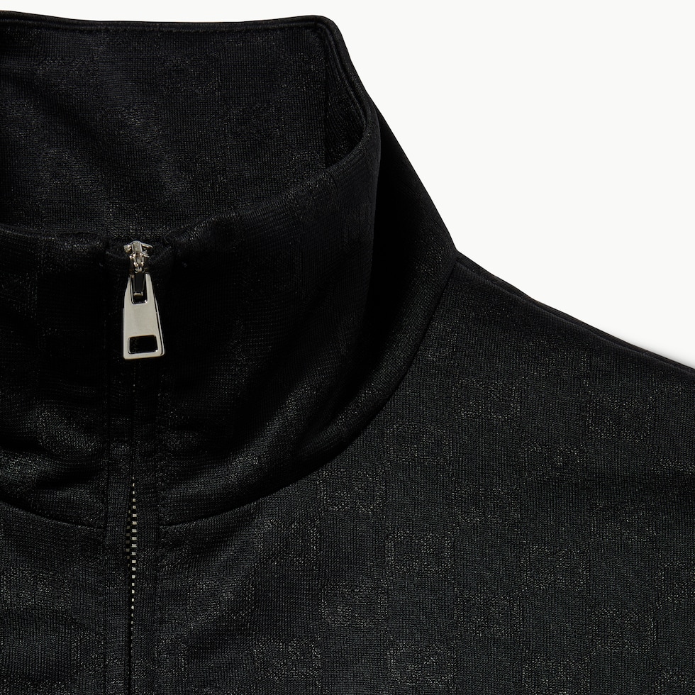 GG jersey jacquard zip jacket in black | GUCCI® US