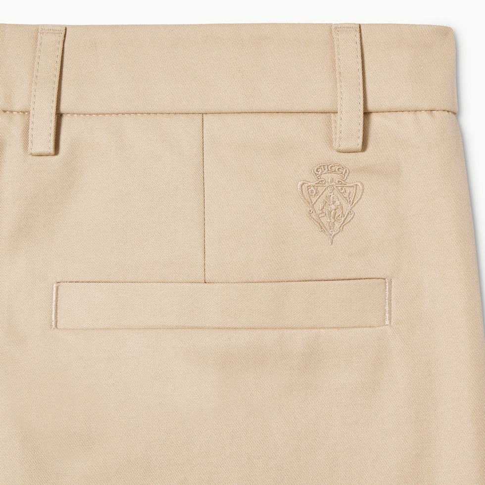 Cotton twill pants with embroidery in sand | GUCCI® US