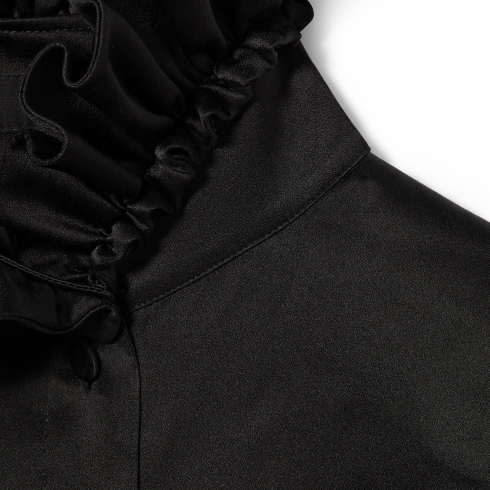 ボウ付き シルクサテン シャツ ・ブラック GGキャンバス | GUCCI公式