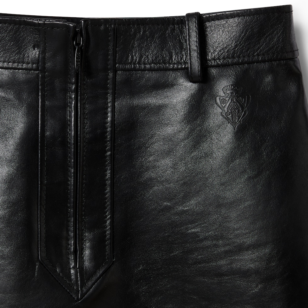 レザー ミニスカート ・ブラック GGキャンバス | GUCCI公式