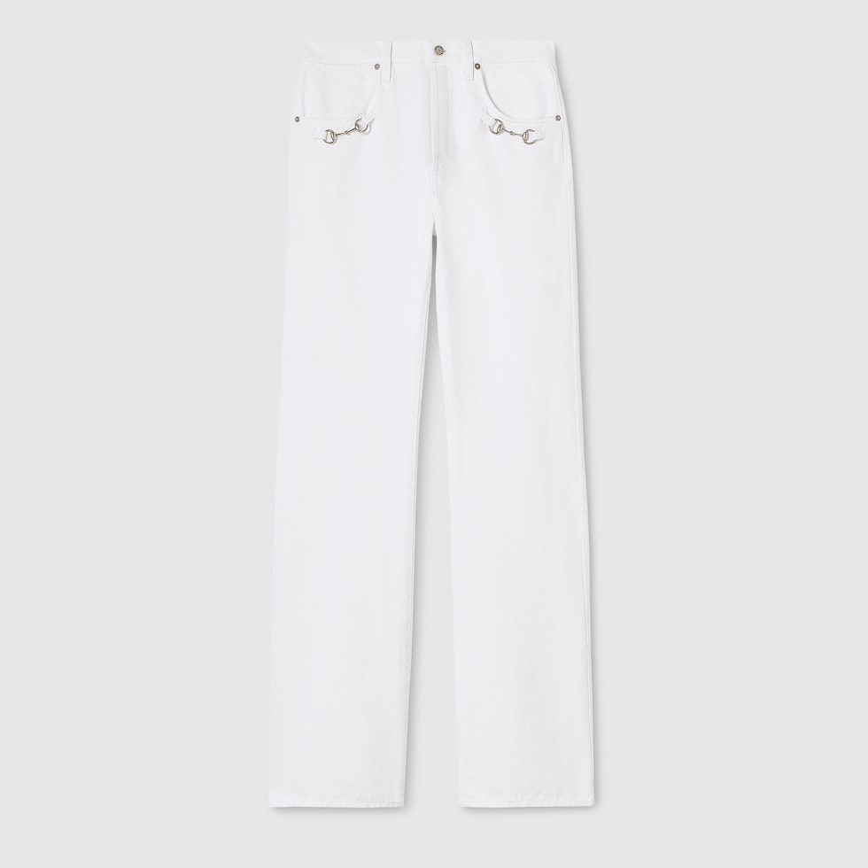 ホースビット ディテール コットンデニム パンツ ・ホワイト | GUCCI公式