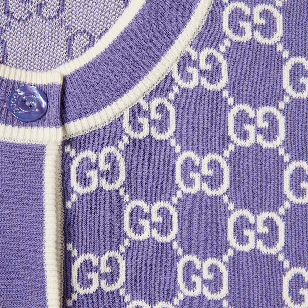 GG fine cotton jacquard cardigan in purple | GUCCI® US