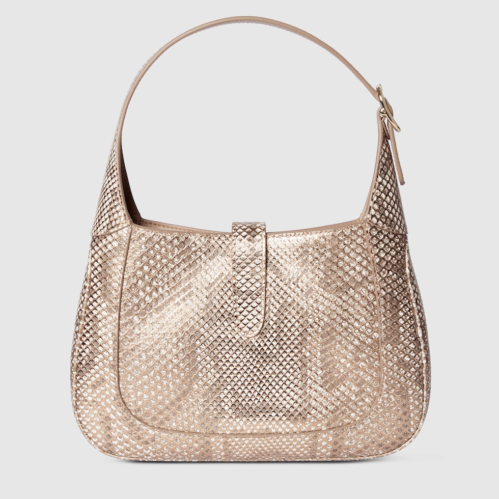 Gucci Jackie 1961 python medium bag in metallic gold | GUCCI® US