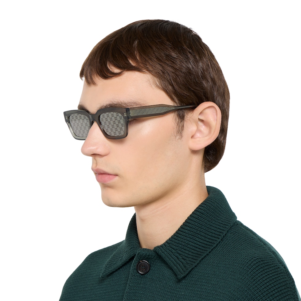 Rectangular frame sunglasses in grey | GUCCI® US