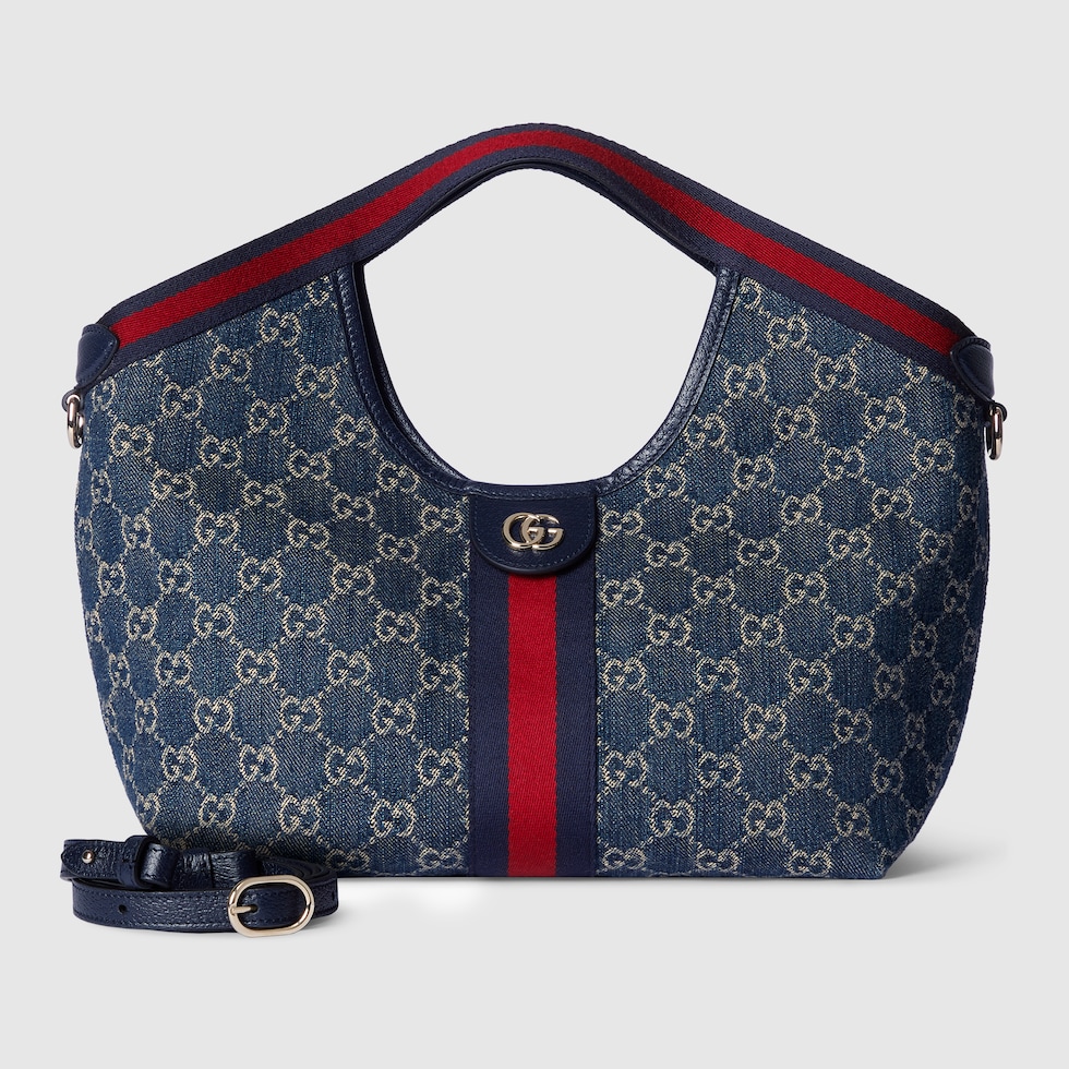 GUCCI バッグ Gucci Giglio small tote bag in blue and white GG denim | GUCCI® US