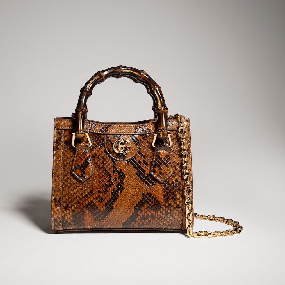 Gucci Diana python small tote bag in brown | GUCCI® US