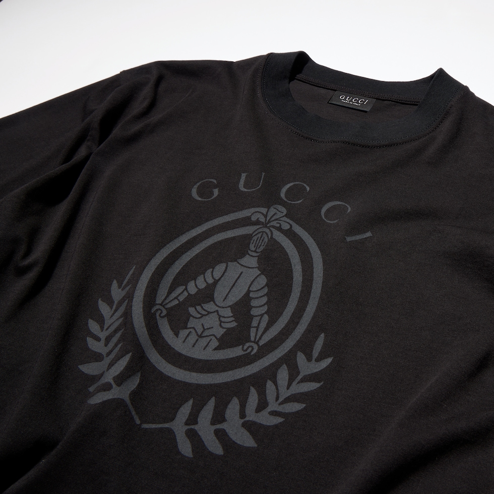 Cotton jersey T-shirt with print in black | GUCCI® US