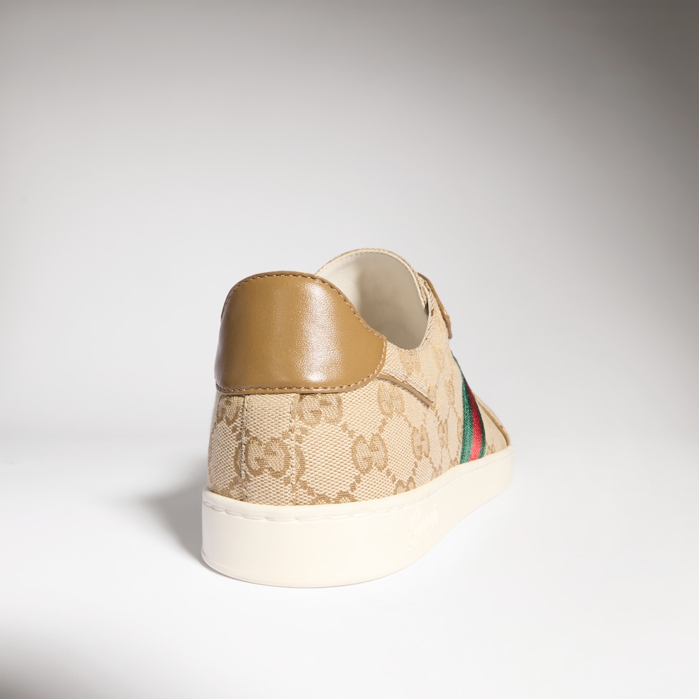 Men's Stretch low-top sneaker in sand and brown GG canvas | GUCCI® US