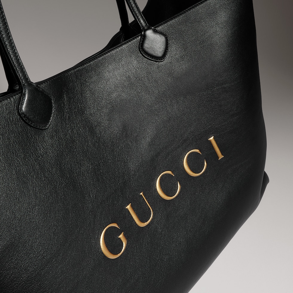 Gucci NY large tote bag in black leather | GUCCI® US