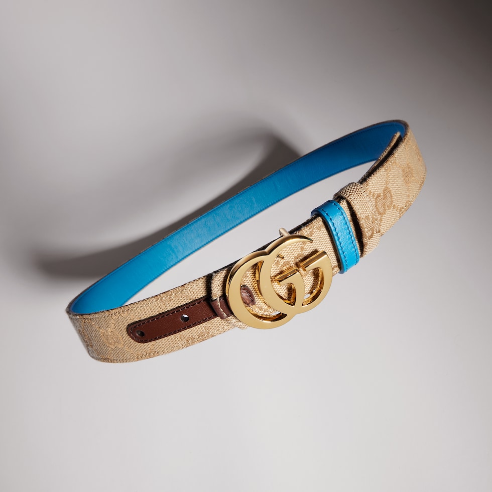 Reversible GG Marmont belt in sand GG canvas | GUCCI® US display picture 2