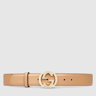 Leather belt with interlocking G buckle