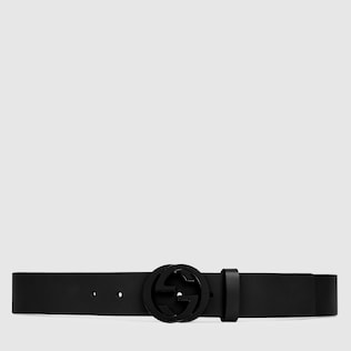 Leather belt with interlocking G
