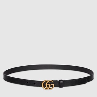 Leather belt with Double G buckle