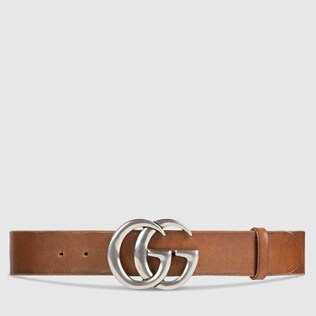 Leather belt with Double G buckle