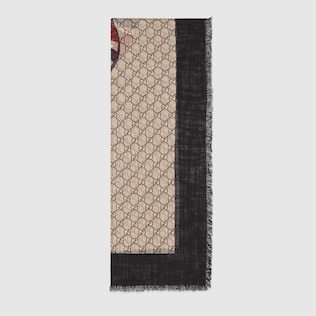 Web and Kingsnake print wool scarf