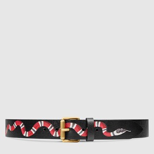 Leather belt with Kingsnake