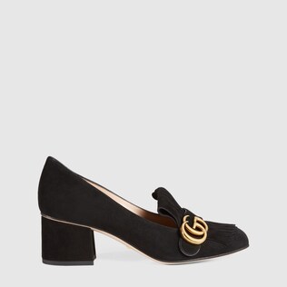 Suede mid-heel pump