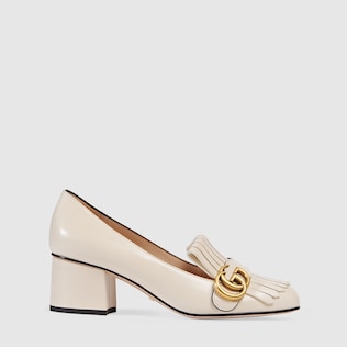 Leather mid-heel pump