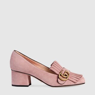 Suede mid-heel pump