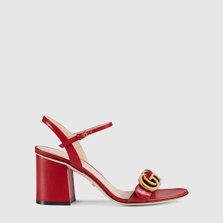 Leather mid-heel sandal