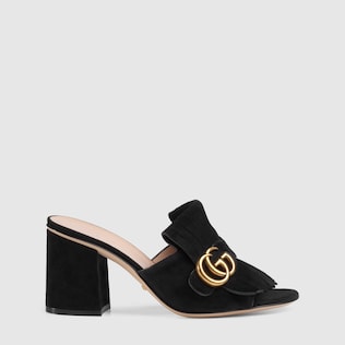 Suede Mid Heel Slide Suede Mid Heel Slide