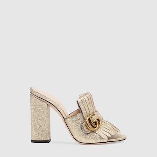 Metallic leather slide