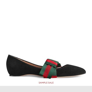 Suede ballet flat with Web bow