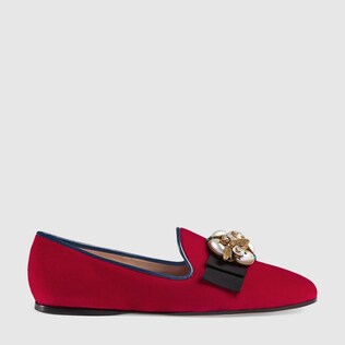 Velvet ballet flat with bee