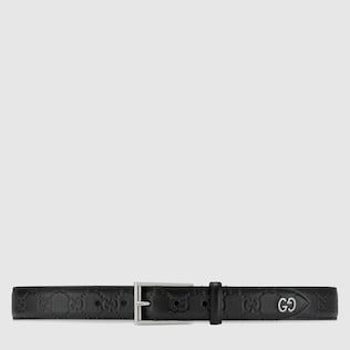 leather belt with gg detail