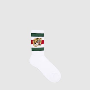 Stretch cotton socks with tiger