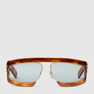 Rectangular-frame acetate sunglasses